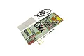 Kyosho Ultima 1/10 scale unpainted RC body shell, wing, and decal sheet on a white background.