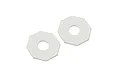 Two white octagonal slipper pads for RC cars on a white background.