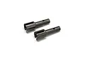 Two Kyosho rear drive cups made of dark grey metal, shown from an angled perspective on a white background.