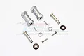 GPM Racing grey aluminium 12mm wheel hex adapters with included hardware pins, screws, and washers on a white background.