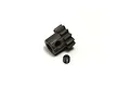 A Kyosho 12-tooth steel pinion gear with a set screw on a white background.