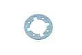 A single light blue circular differential gasket with four mounting holes and internal cutouts, isolated on a white background.