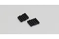 A set of ten black metal grub screws arranged in two rows of five on a plain light grey background.