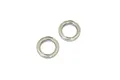 Two Kyosho metal shielded ball bearings shown from a top-down perspective against a white background.