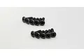 Ten black metal binder head screws arranged in two rows of five on a plain white background.
