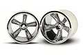 Two Traxxas 2.2 inch Pro-Star 5-spoke chrome RC wheels shown from the front and side angles against a white background.