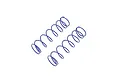 Two blue Kyosho RC shock absorber springs lying on a white background.