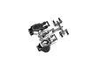 Kyosho front steering hub carrier set on a plastic parts tree, shown against a white background.