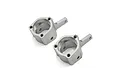 Two silver aluminium steering arm hubs for Kyosho RC cars, shown from a high angle against a white background.