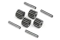 HPI Racing differential gear set including four small metal spur gears and four metal shafts on a white background.