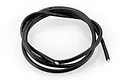 A coiled length of black 12AWG silicone insulated electrical wire with exposed tinned copper ends against a white background.