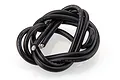 A coiled length of black 10AWG silicone-insulated electrical wire with exposed tinned copper ends against a white background.