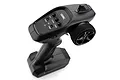A black UDIRC pistol-grip transmitter for RC vehicles, featuring a steering wheel with foam grip, adjustment knobs, and switches on a white background.
