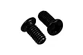 Two small black metal binder head screws with Phillips drive heads, shown against a plain white background.