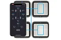 SkyRC Bluetooth Corner Weight System showing four weight scales connected to a smartphone app displaying real-time chassis weight distribution data.