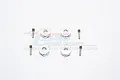 Four silver aluminium 12mm wheel hex adapters with 9mm extension and four matching pins on a white background.