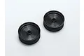 Two black RC car front rims on a plain white background.