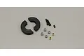 Kyosho 2-speed clutch shoe set including two black clutch shoes, springs, screws, and small metal bushings on a neutral background.