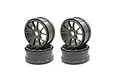 Four gunmetallic ten-spoke RC buggy rims arranged in two stacks of two against a white background.