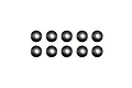 Ten black steel flanged nyloc nuts arranged in two rows of five on a white background.