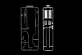 Two plastic model kit sprues for a 1/32 scale truck accessory set by Fujimi, featuring grey and chrome-plated parts on a black background.