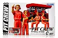 Fujimi 1/20 scale F1 Pit Crew and Pitwall Stand C Set model kit box art showing figures in red uniforms and a pit wall console.