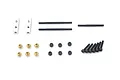 Kyosho EF221 linkage parts set including metal blocks, threaded rods, brass ball ends, nuts, and screws on a white background.