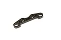 A gunmetal grey aluminium front lower suspension holder for a Kyosho RC car, viewed from an angle against a white background.