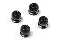 Four black flanged pivot balls for RC vehicles, arranged in a square pattern on a white background.