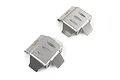 Two Yeah Racing stainless steel differential protectors for 1/10 RC crawlers, featuring a vented design and laser-etched logo.