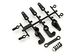 Kyosho servo saver parts set on a plastic sprue with a separate spring and metal collar on a white background.