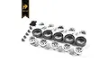 A set of Hobby Plus 1.0 inch chrome beadlock rim components including wheels, rings, and screws on a white background.