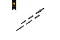 A set of six small metal differential gear shafts for Hobby Plus RC vehicles, arranged on a white background with a brand logo in the corner.
