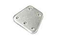 A silver-coloured metal front suspension plate for a Kyosho 1/10 Outlaw Rampage RC car, featuring five pre-drilled mounting holes.