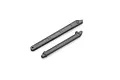 Two black plastic Kyosho chassis stiffener bars for RC vehicles, shown against a white background.