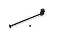 A black Kyosho center universal drive shaft with a small grub screw on a white background.