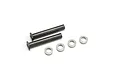 Two metal servo saver posts and four small ball bearings for a Kyosho 1/8 Inferno MP9 RC car.