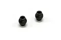 Two dark grey metal taper pivot balls for RC vehicles, shown against a plain white background.
