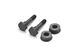Two black metal steering pins and two matching metal bushings for a Kyosho 1/8 scale RC car.