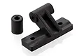 A black plastic rear chassis brace mount and a small cylindrical spacer for an HSP RC car.