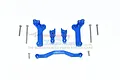 GPM Racing blue anodized aluminium rear shock tower set with mounting hardware on a white background.