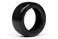 A single black HPI Racing drift tyre with a smooth tread surface and embossed branding on the sidewall, isolated against a white background.