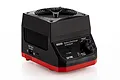 SkyRC BD250 Battery Discharger and Analyzer in black and red, featuring a top-mounted cooling fan, digital display, and control dial.