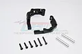 GPM Racing black aluminium rear link parts for RC cars, including two main brackets, six screws, and two metal pins.