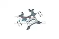 GPM Racing grey aluminium rear chassis brace for RC cars with included mounting screws on a white background.