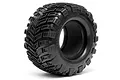 A single black HPI Racing Super Mudders RC monster truck tire with aggressive tread pattern, shown against a white background.