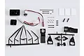 A flat-lay view of the Killerbody Motorized Windscreen Wiper kit, including a small electric motor, plastic wiper arms, mounting brackets, and hardware.