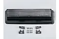Killerbody 1/7 scale RC rear wing with a carbon fiber pattern, including mounting brackets and screws on a white background.