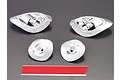 A set of chrome-plated plastic light buckets for a Killerbody 1/7 Alfa Romeo 8C RC car, including two large headlight buckets and two smaller circular buckets.