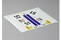 A Killerbody 1/10 scale decal sheet for an Alfa Romeo 2000 GTAm, featuring racing numbers, sponsor logos, and blue stripes on a white backing.